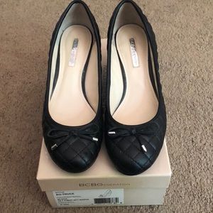 NWOT BCBG Black Quilted Wedges